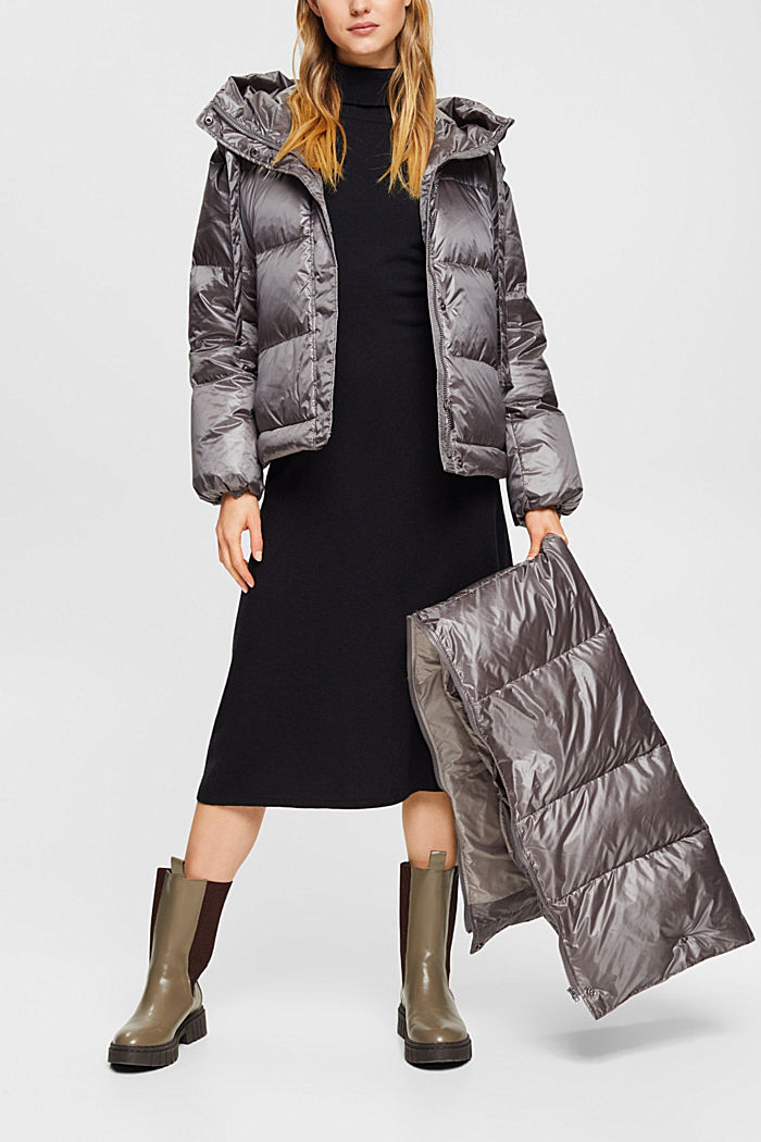 4-in-1 quilted coat with recycled down filling, GUNMETAL, detail-asia image number 3