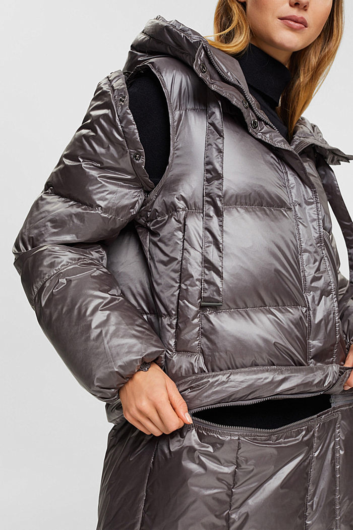 4-in-1 quilted coat with recycled down filling, GUNMETAL, detail-asia image number 4