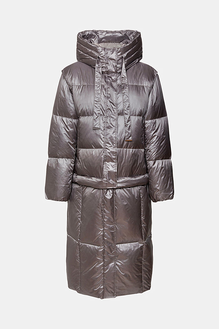 4-in-1 quilted coat with recycled down filling, GUNMETAL, detail-asia image number 6