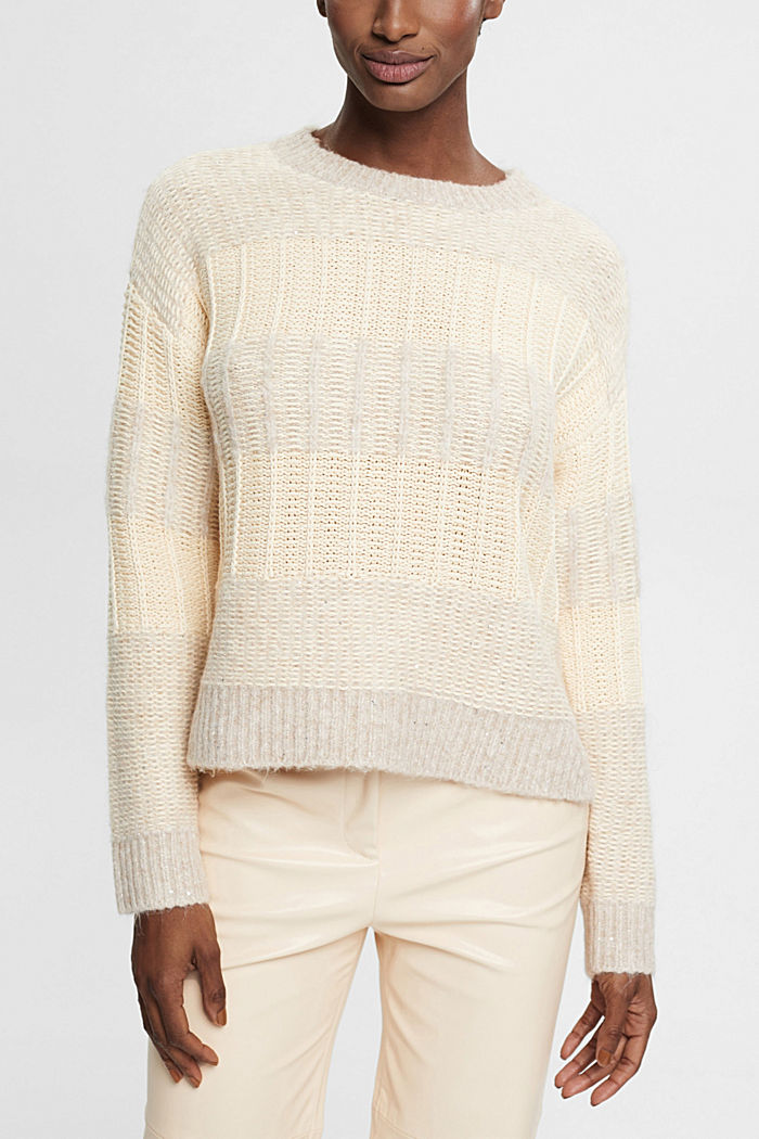 Structured jumper with sequins, OFF WHITE, detail-asia image number 0