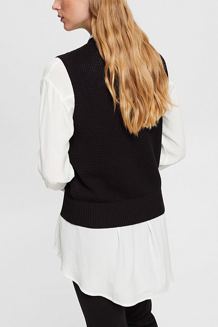 Sleeveless jumper, cotton blend, BLACK, detail-asia image number 1
