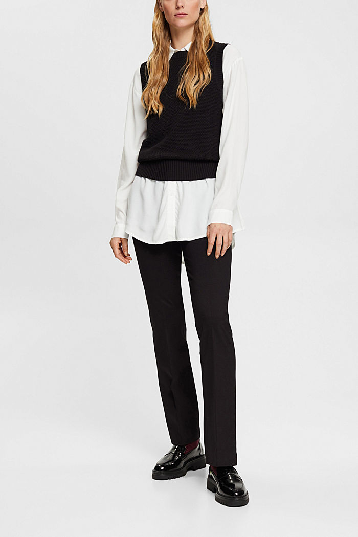 Sleeveless jumper, cotton blend, BLACK, detail-asia image number 3
