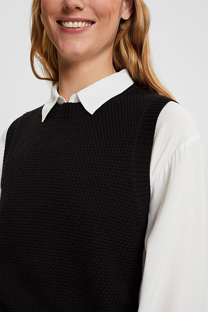 Sleeveless jumper, cotton blend, BLACK, detail-asia image number 4