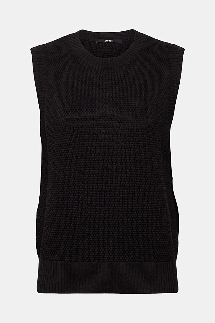 Sleeveless jumper, cotton blend, BLACK, detail-asia image number 6