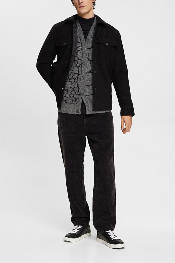 Brushed knit cardigan with pattern, DARK GREY, detail-asia image number 1