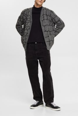 Brushed knit cardigan with pattern, DARK GREY, detail-asia image number 4