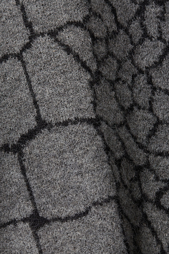 Brushed knit cardigan with pattern, DARK GREY, detail-asia image number 5