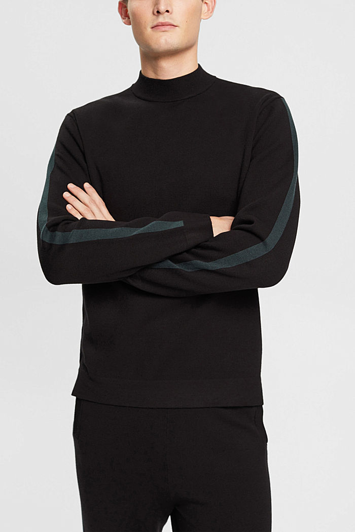 Mock neck sweater, LENZING™ ECOVERO™, BLACK, detail-asia image number 0
