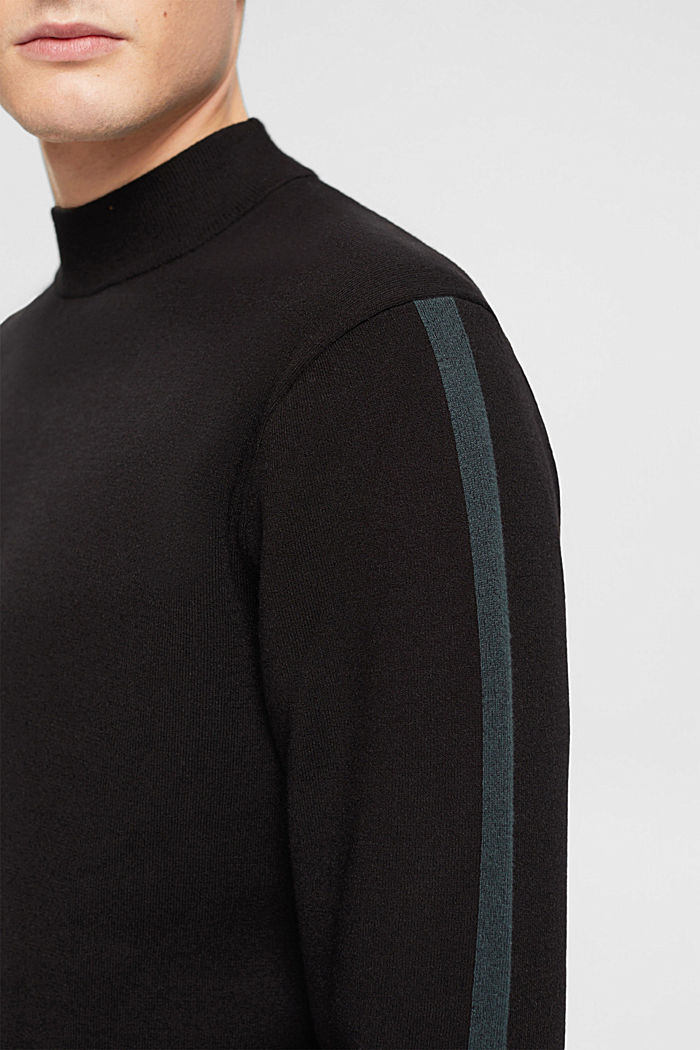 Mock neck sweater, LENZING™ ECOVERO™, BLACK, detail-asia image number 4