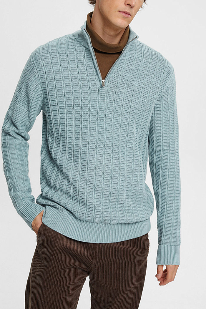 Chunky half-zip jumper, GREY BLUE, detail-asia image number 0