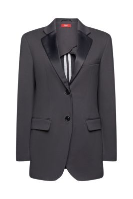 ESPRIT Tuxedo blazer van een gestructureerd breisel van organic cotton