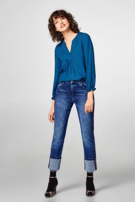 Esprit - Flowing blouse with Henley neckline at our Online Shop