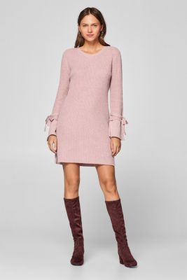 Esprit With cashmere knitted dress with bows on the sleeves at our