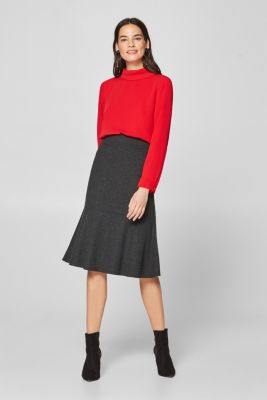 Esprit - Godet skirt in soft, brushed stretch jersey at our Online Shop