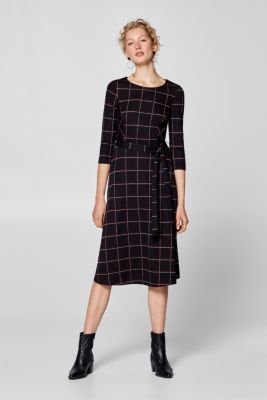 Esprit - Jersey dress with grid checks at our Online Shop