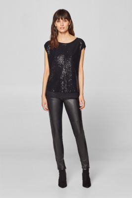 Esprit - Material mix top with a sequin trim