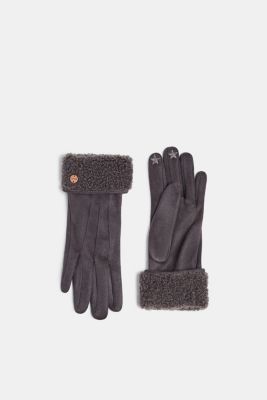 fur lined suede gloves