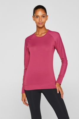 Esprit - Stretchy long sleeve top with mesh sleeves, E-DRY at our ...