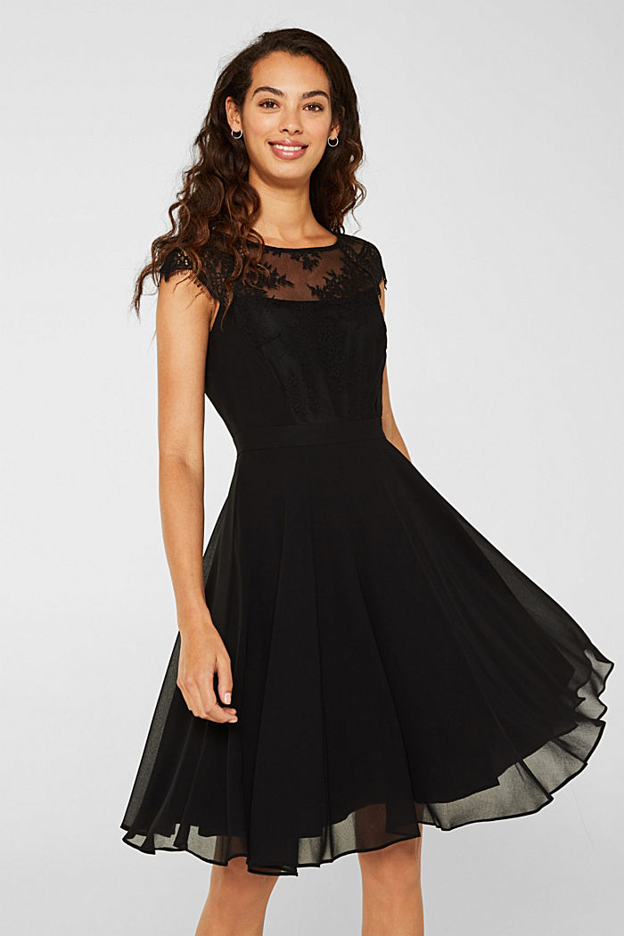 ESPRIT - Kleid aus Chiffon und Spitze in unserem Online Shop