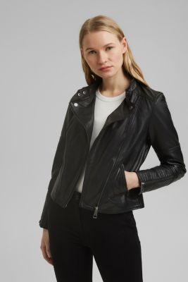 Esprit - 100% leather biker jacket at our Online Shop