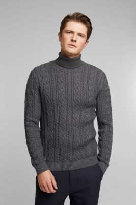 Esprit - Cable knit jumper made of blended wool at our Online Shop