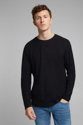 Esprit - Textured long sleeve top, 100% organic cotton at our Online Shop