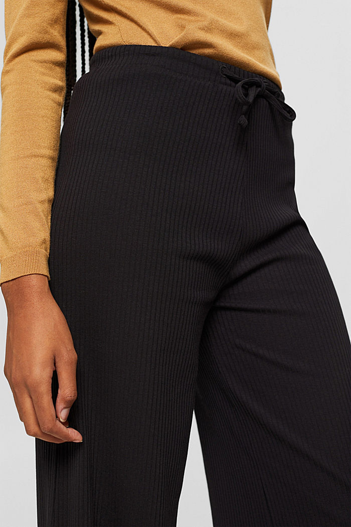 Pantalón de pernera ancha en algodón ecológico, BLACK, detail image number 2