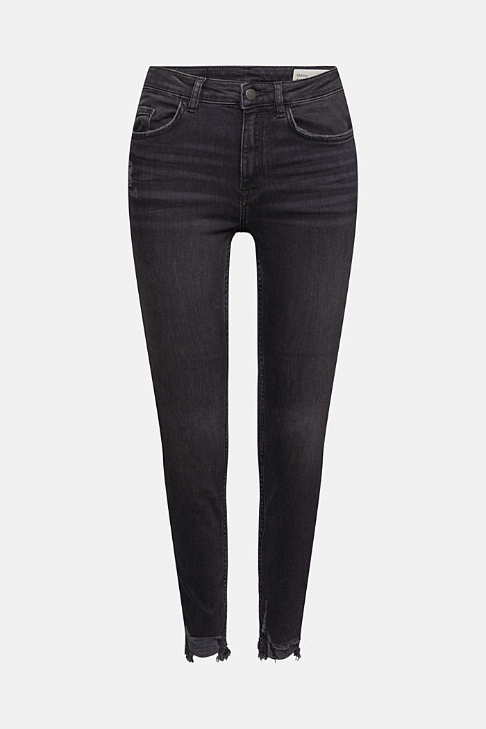 Jeans met een used look, organic cotton, BLACK DARK WASHED, detail image number 6