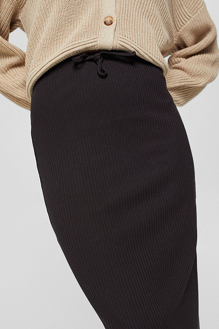 Jupe côtelée en jersey de coton biologique, BLACK, detail image number 2
