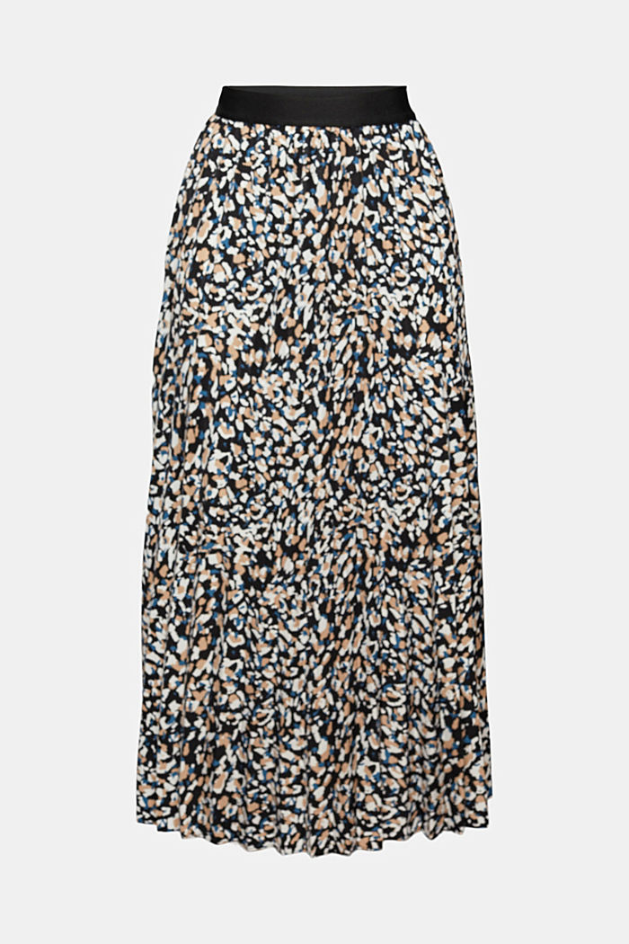 Pleated midi skirt with a print, made of recycled material, BLUE, detail image number 7