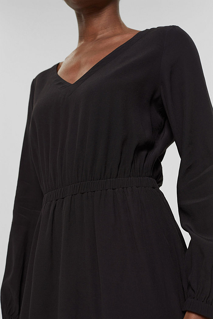 Getailleerde jurk met V-hals, BLACK, detail image number 3