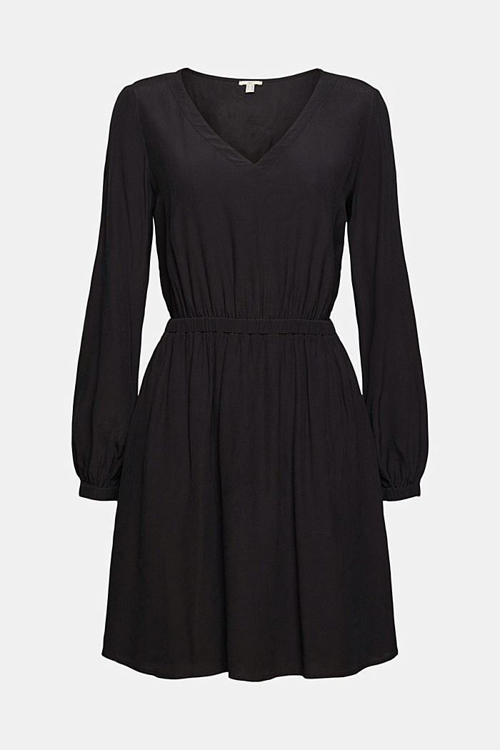 Vartaloa myötäilevä mekko, jossa V-pääntie, BLACK, overview