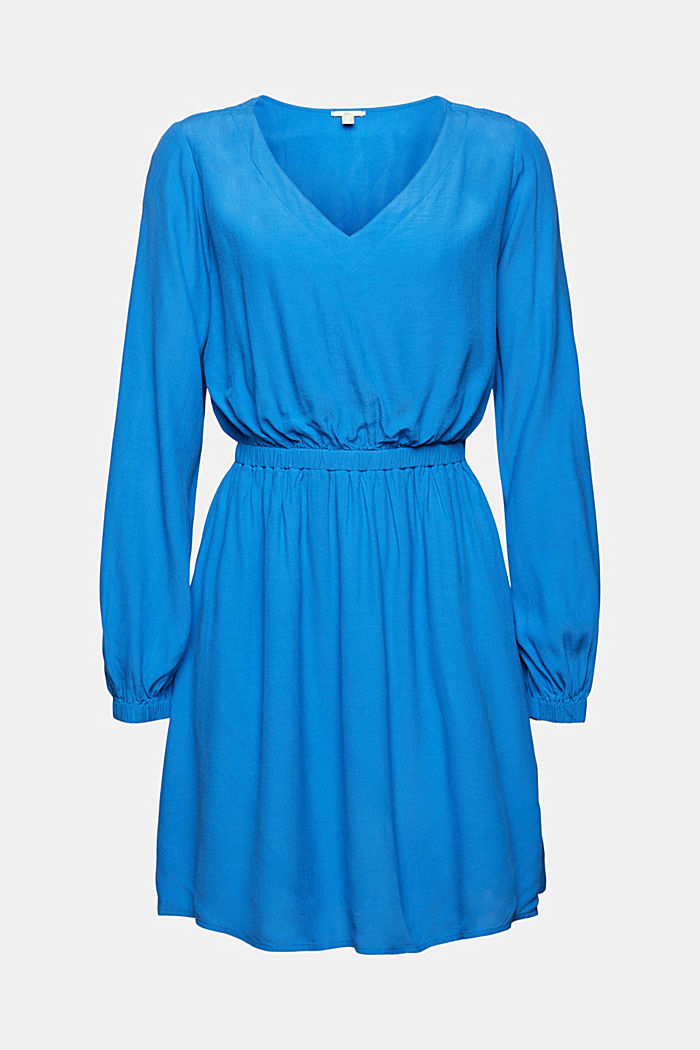Getailleerde jurk met V-hals, BLUE, detail image number 5