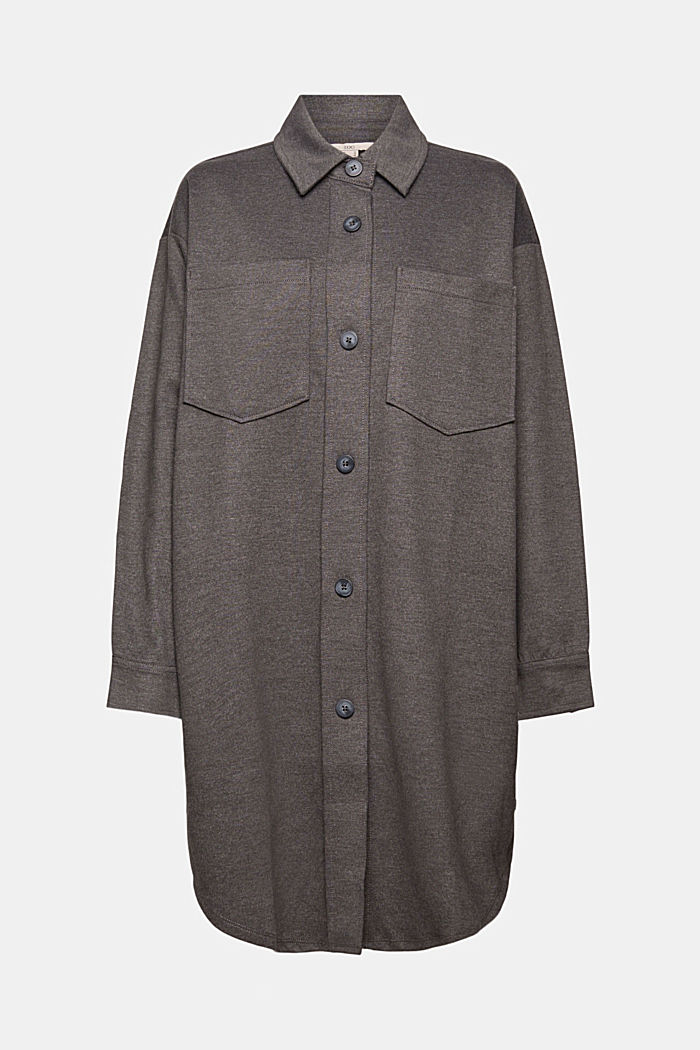 Długa kurtka koszulowa z mieszanki bawełnianej