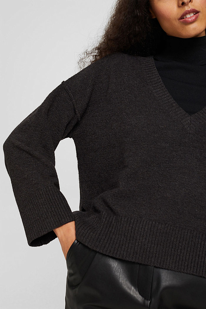 Mit Wolle: kastiger Pullover, BLACK, detail image number 2