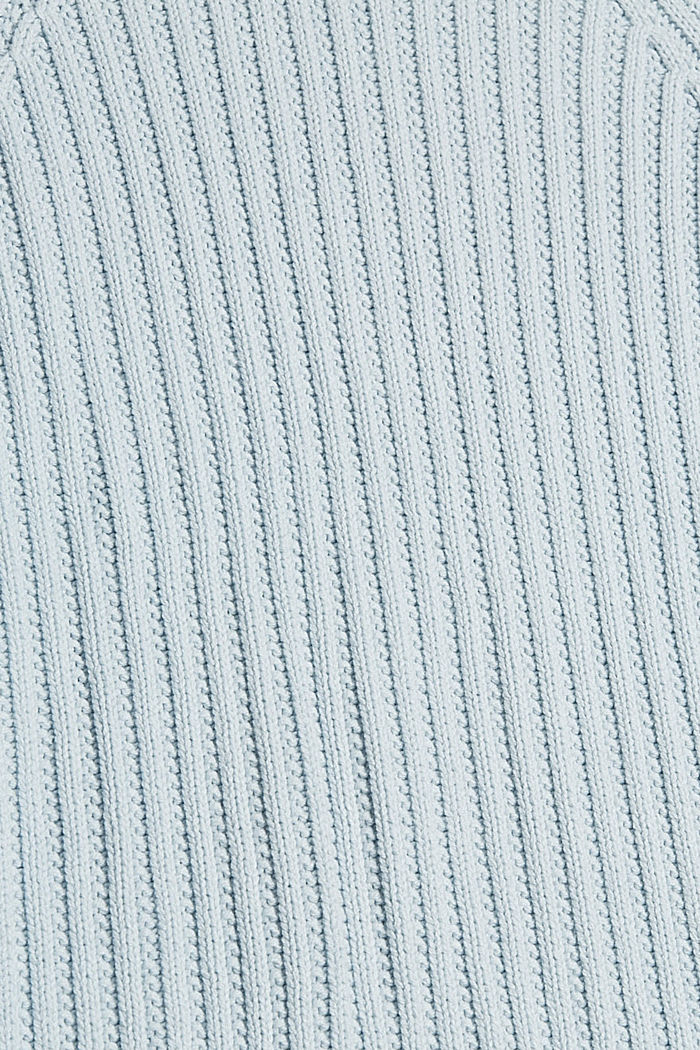 Pull-over en maille côtelée, coton biologique mélangé, PASTEL BLUE, detail image number 4