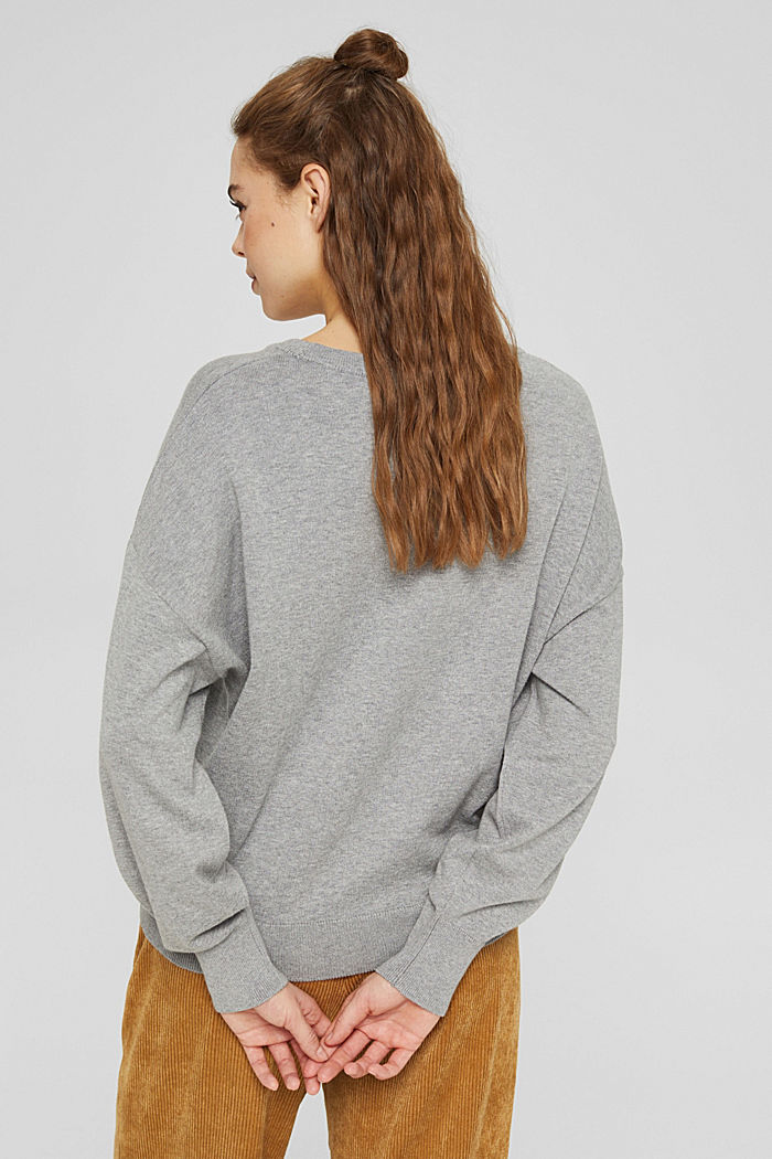 Sweter z rękawami a la nietoperz z mieszanki bawełny ekologicznej, MEDIUM GREY, detail image number 3