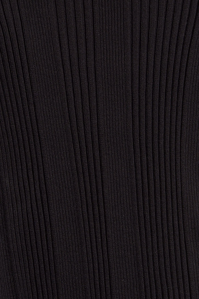 Pull-over en maille côtelée en coton biologique mélangé, BLACK, detail image number 4