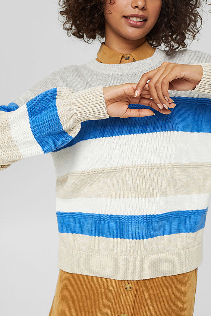 Sweter w paski z bawełny, BLUE, detail image number 2