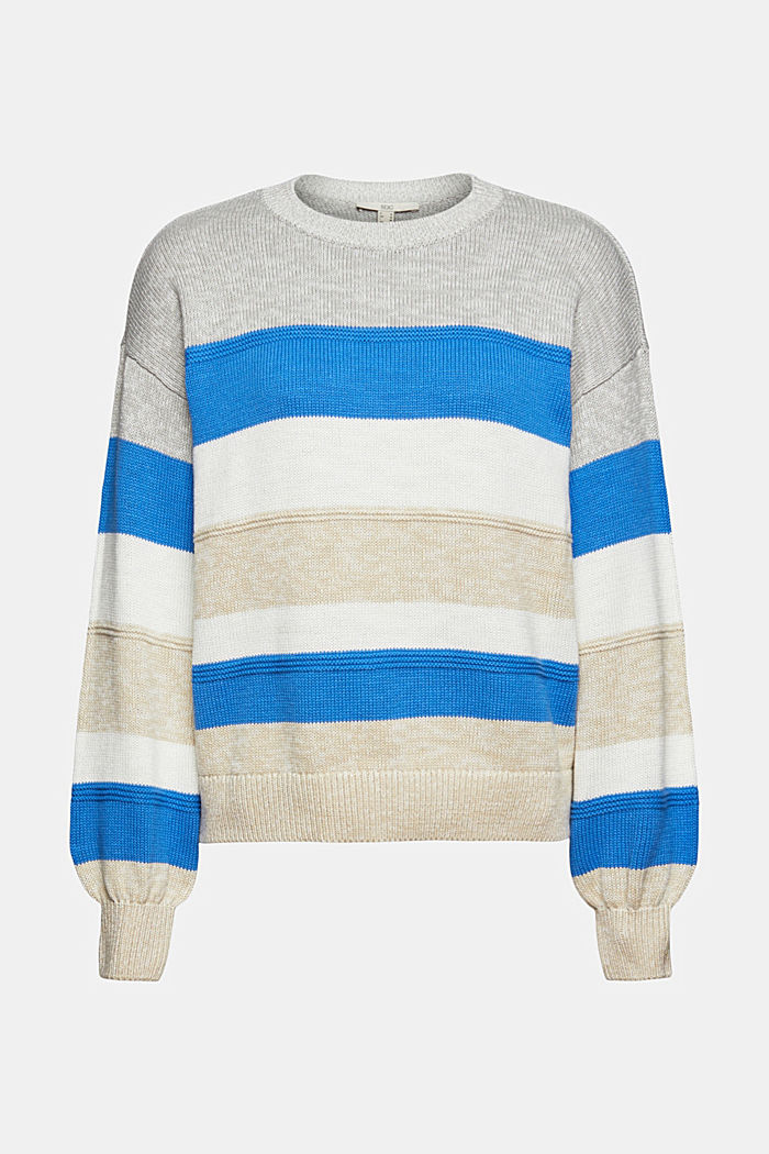 Sweter w paski z bawełny, BLUE, detail image number 6