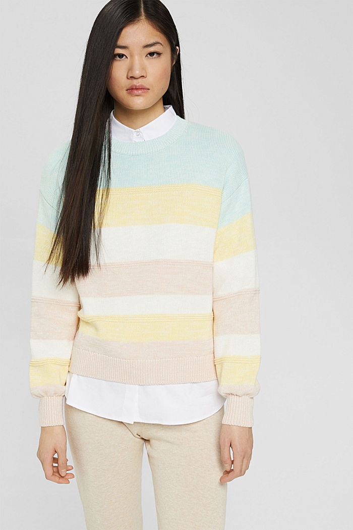 Striped knit jumper made of cotton