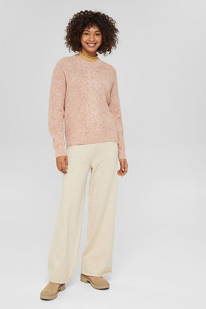 Melange knitted jumper, organic cotton blend