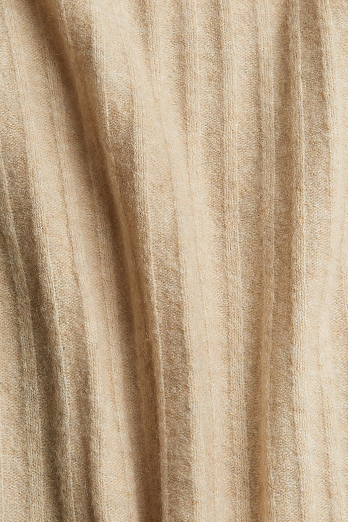 Sisältää villaa: ribbineuletyylinen neuletakki, SAND, detail image number 4