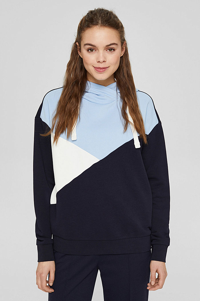 Gerecycled: hoodie in colour block-design, NAVY, detail image number 0