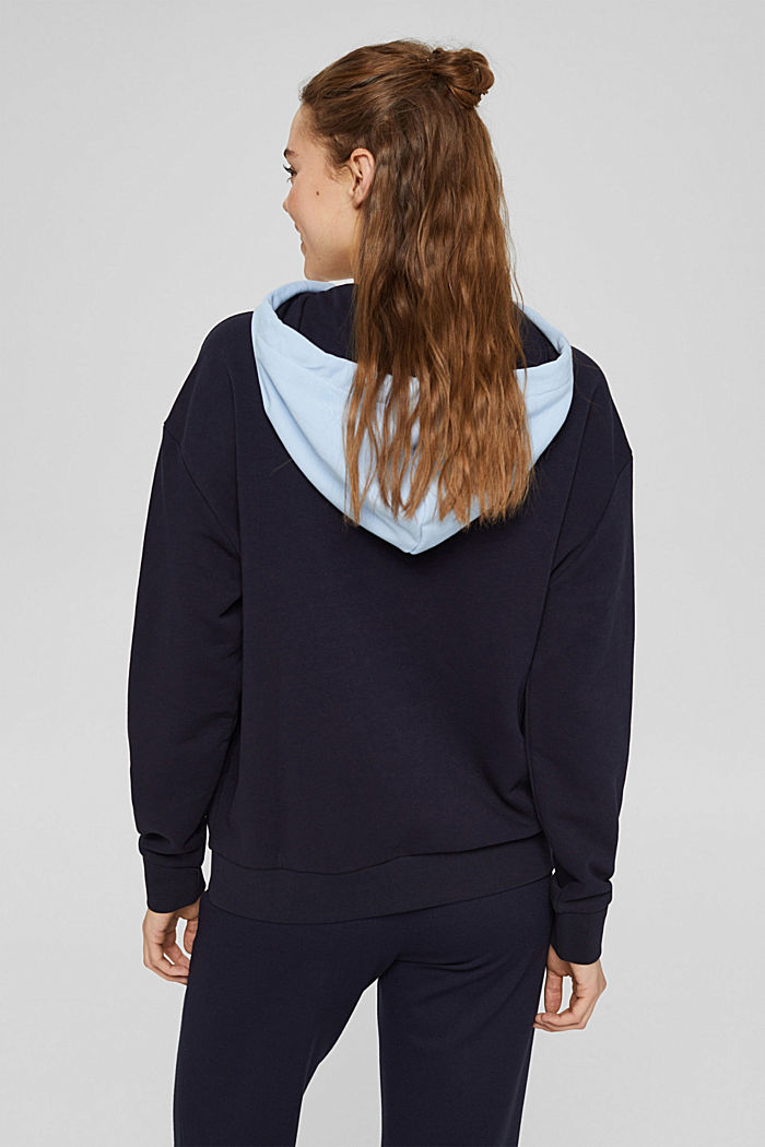 Gerecycled: hoodie in colour block-design, NAVY, detail image number 3