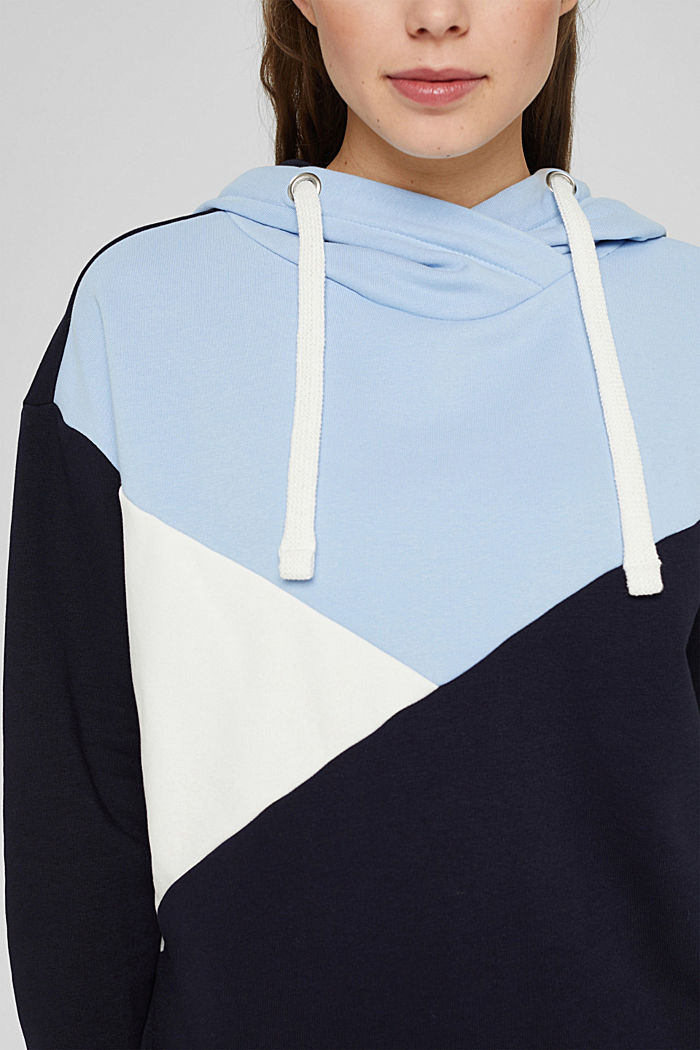 Gerecycled: hoodie in colour block-design, NAVY, detail image number 2