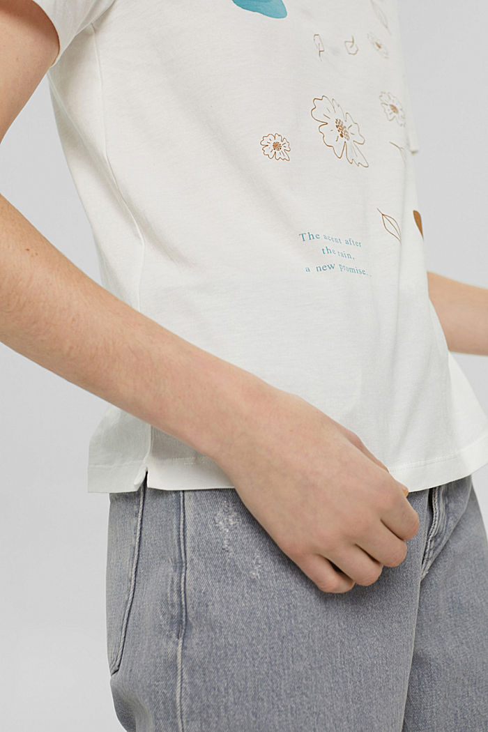 T-shirt à imprimé, 100 % bio coton, OFF WHITE, detail image number 2