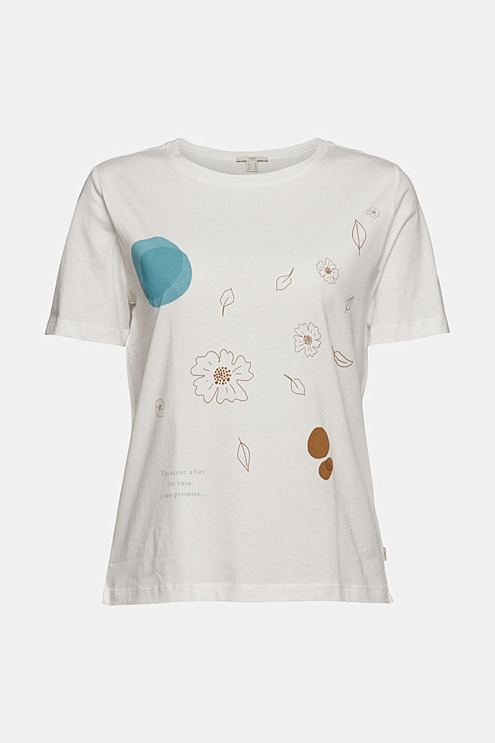 T-shirt à imprimé, 100 % bio coton, OFF WHITE, overview