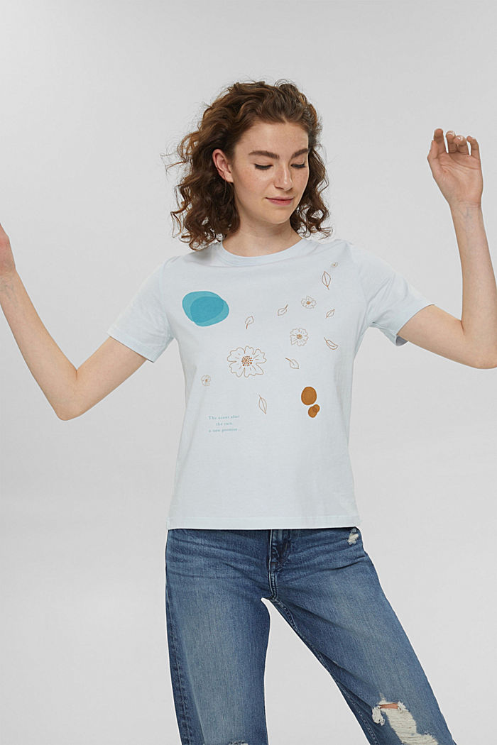 T-shirt met print van 100% biologisch katoen, PASTEL BLUE, detail image number 0