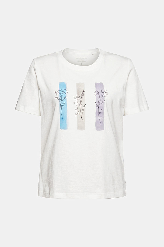 T-shirt met print, 100% katoen, OFF WHITE, overview